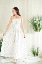 Cassidy Floral Bustier Maxi Dress in White