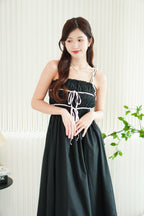 Giarra Self Tied Ribbon Maxi Dress in Black