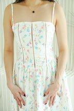 Cassidy Floral Bustier Maxi Dress in White