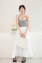 Bowie Mini Ribbon Padded Camisole Top in Grey