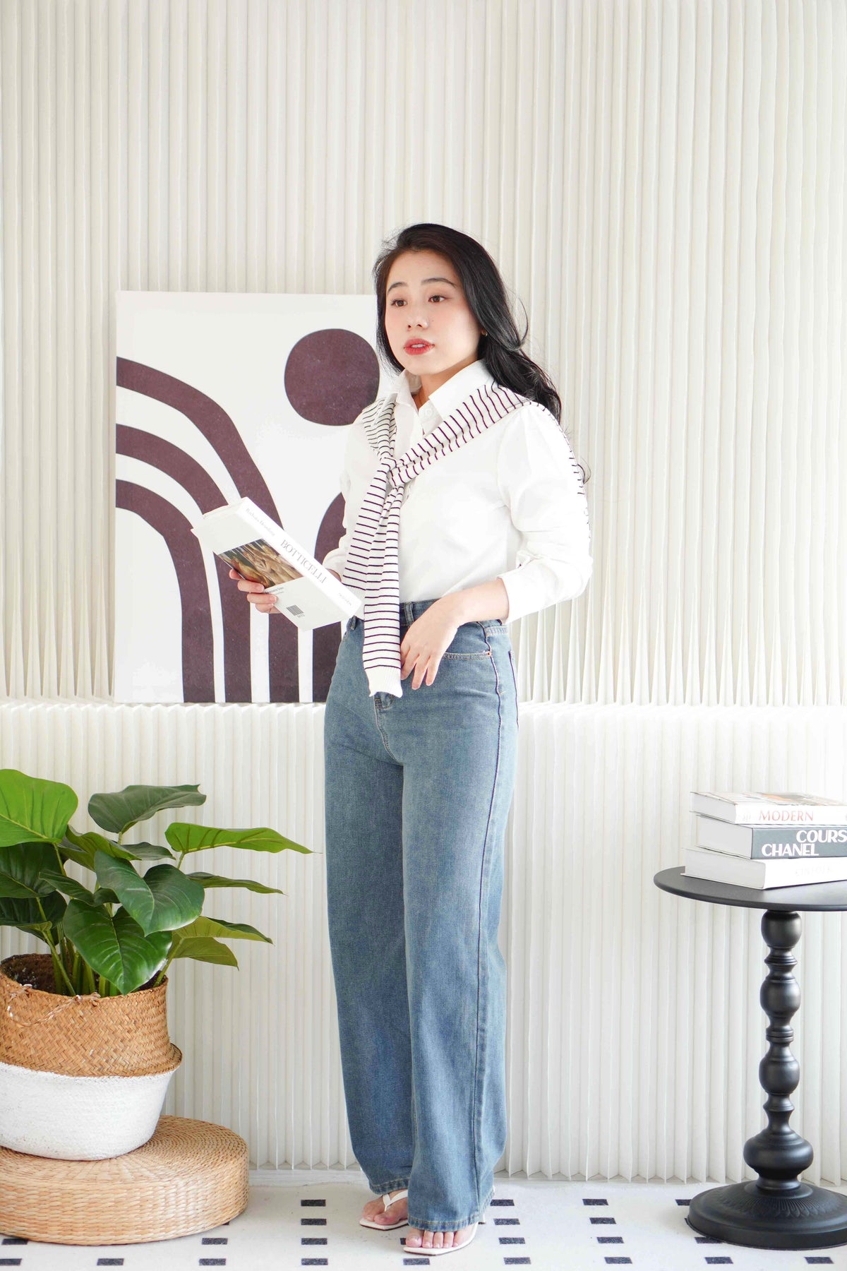 Basic Stripes Knit Throwover