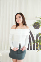 Skye Off Shoulder Long Sleeve Top in White