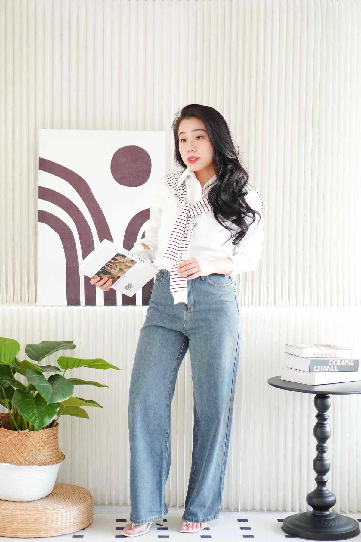 Basic Stripes Knit Throwover