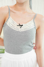 Bowie Mini Ribbon Padded Camisole Top in Grey