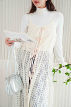 Mayara Lace Sheer Overlay Dress in Cream