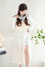 Mayara Lace Sheer Overlay Dress in Cream