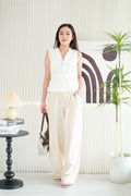Yasmine Front Tie Layered Ruched Top in White