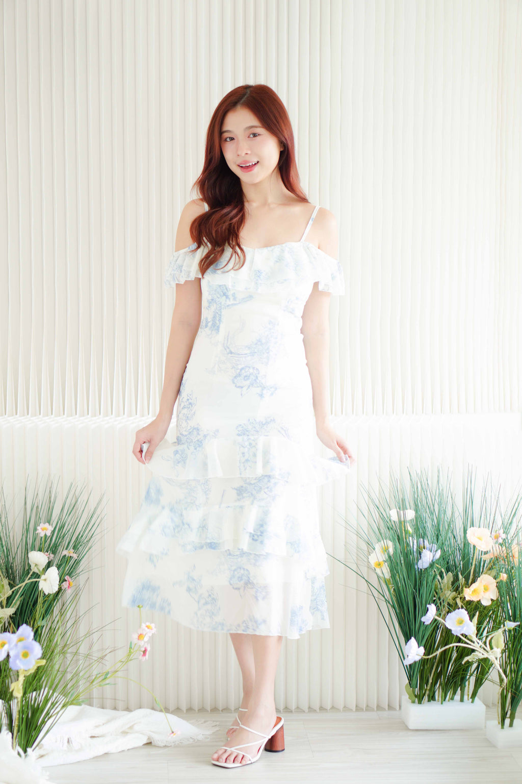 In the Meadow Ruffles Floral Maxi Dress in Blue