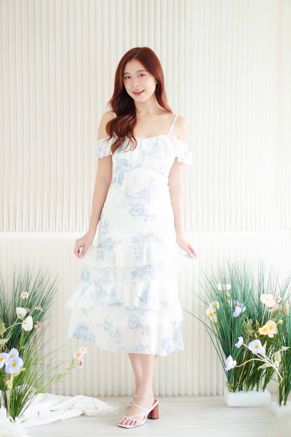 In the Meadow Ruffles Floral Maxi Dress in Blue