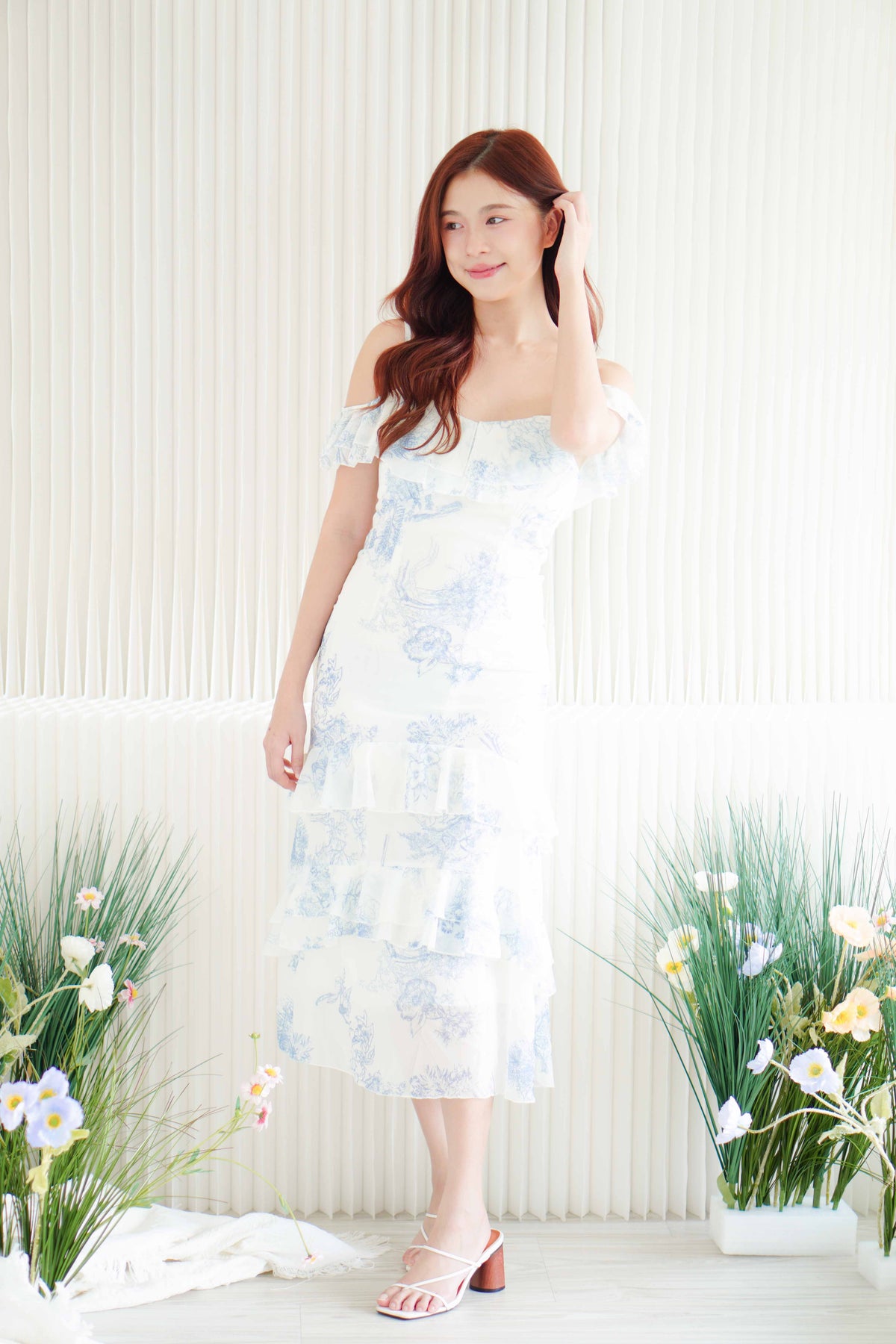 In the Meadow Ruffles Floral Maxi Dress in Blue