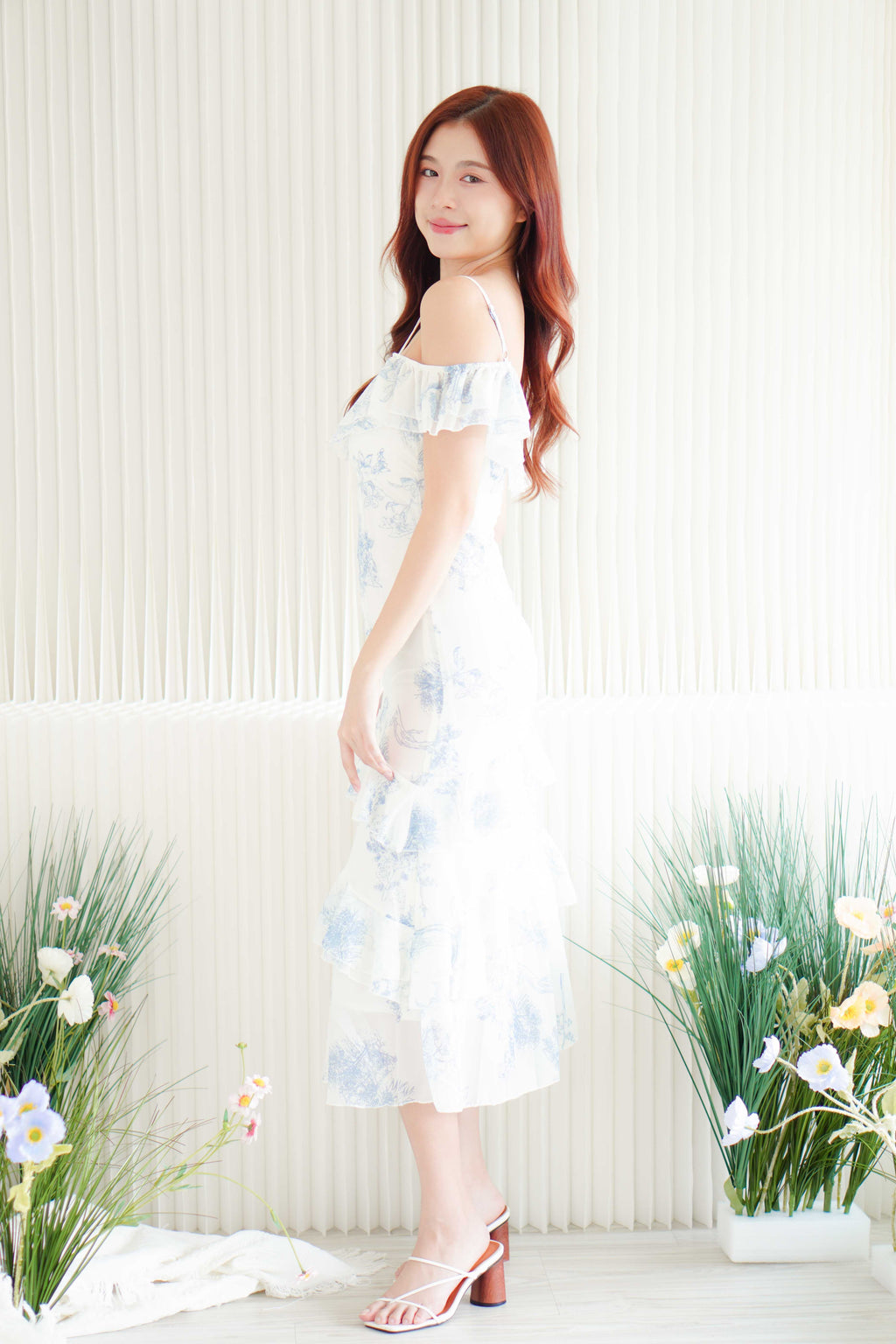 In the Meadow Ruffles Floral Maxi Dress in Blue