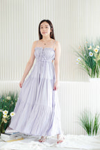 Lilac Layered Cutout Flowy Maxi Dress in Purple