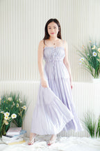 Lilac Layered Cutout Flowy Maxi Dress in Purple