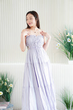 Lilac Layered Cutout Flowy Maxi Dress in Purple