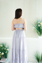 Lilac Layered Cutout Flowy Maxi Dress in Purple