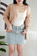 Toffee Cream Furry Cardigan in Khaki