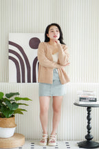 Toffee Cream Furry Cardigan in Khaki