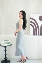 Inka High Neck Bodycon Maxi Dress in Grey