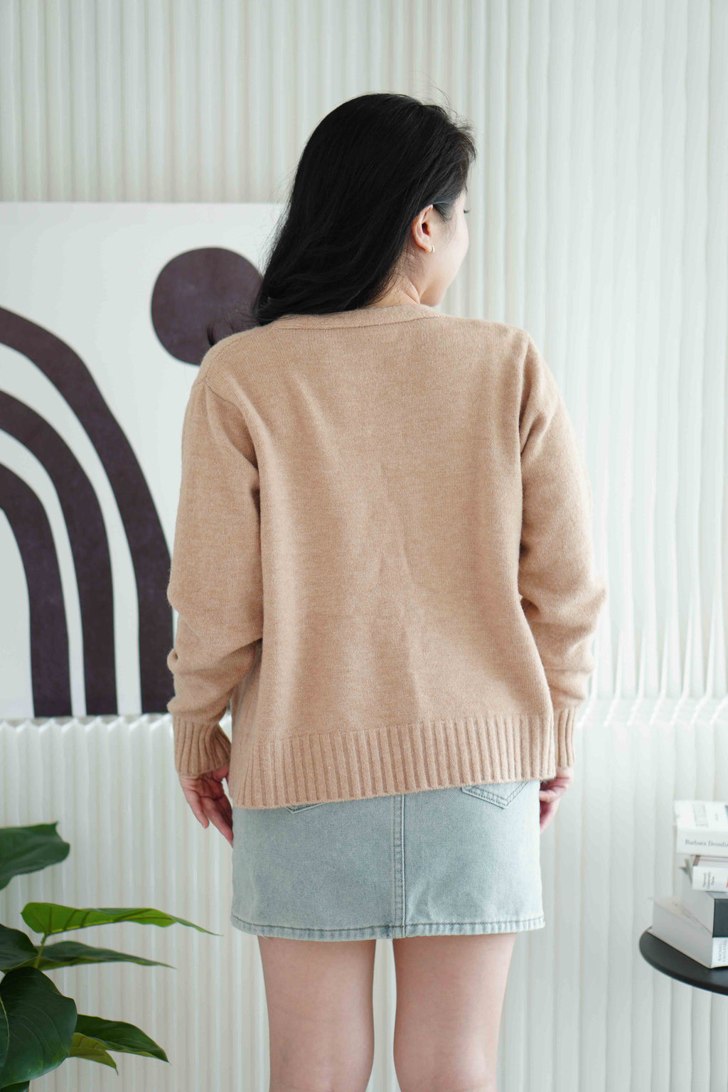 Toffee Cream Furry Cardigan in Khaki