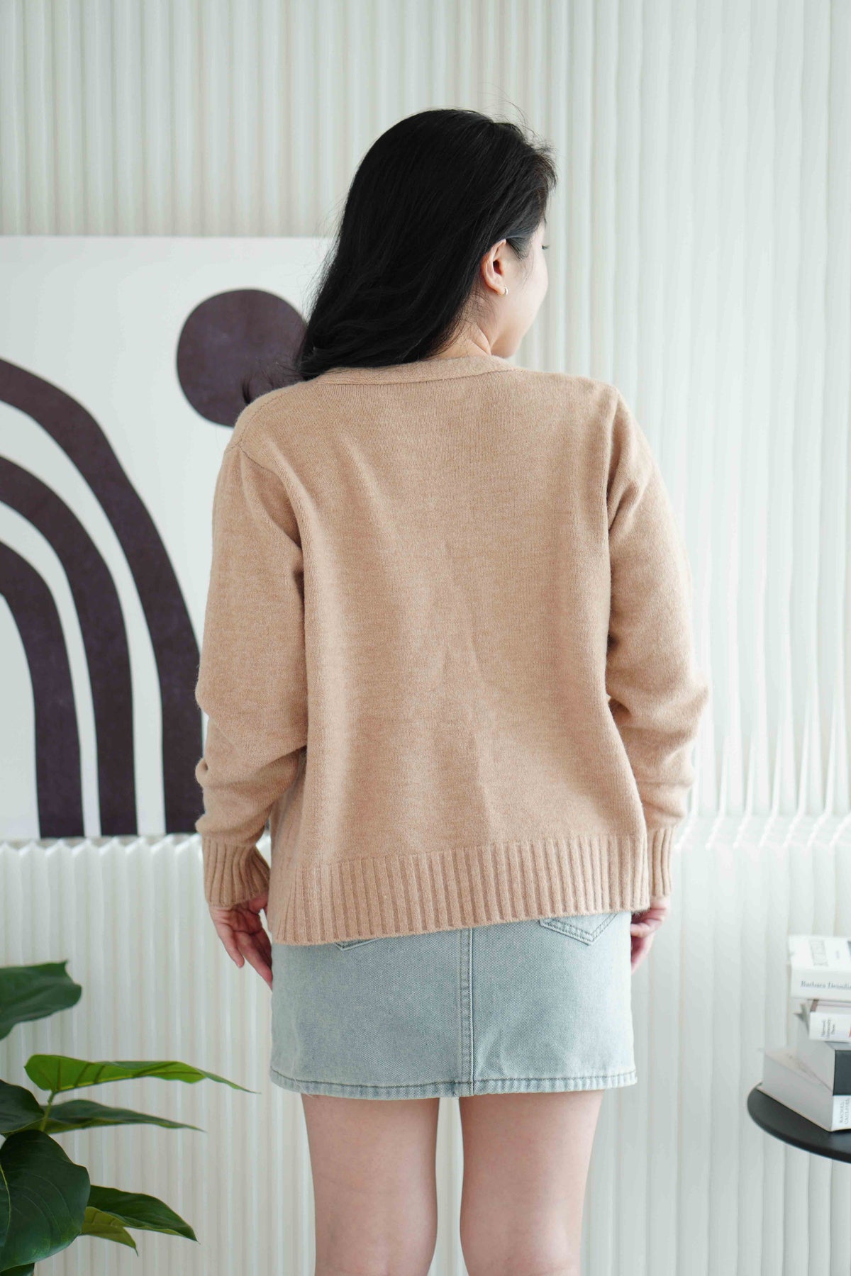 Toffee Cream Furry Cardigan in Khaki