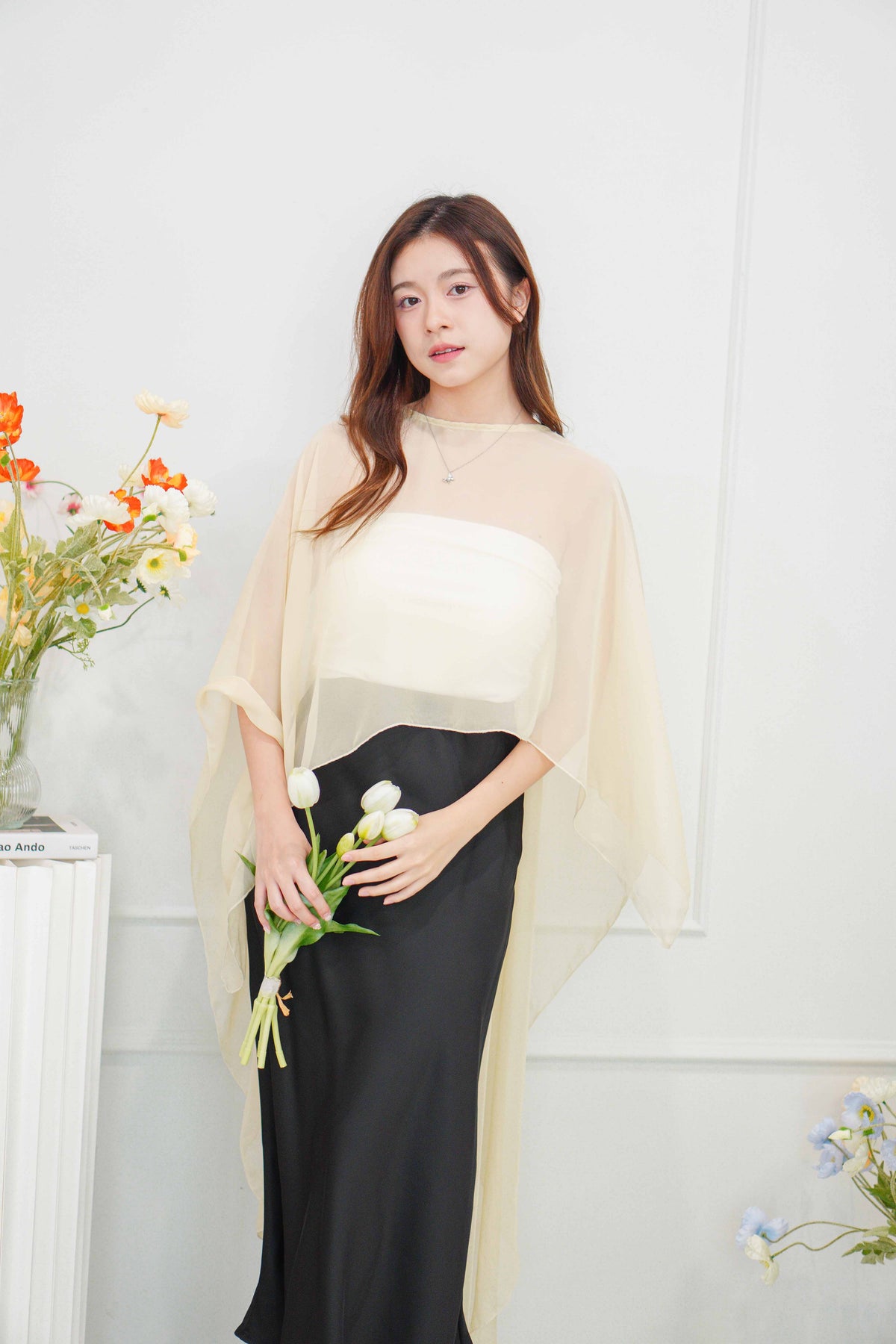 Sofira Flowy Kaftan Inspired Top in Light Yellow