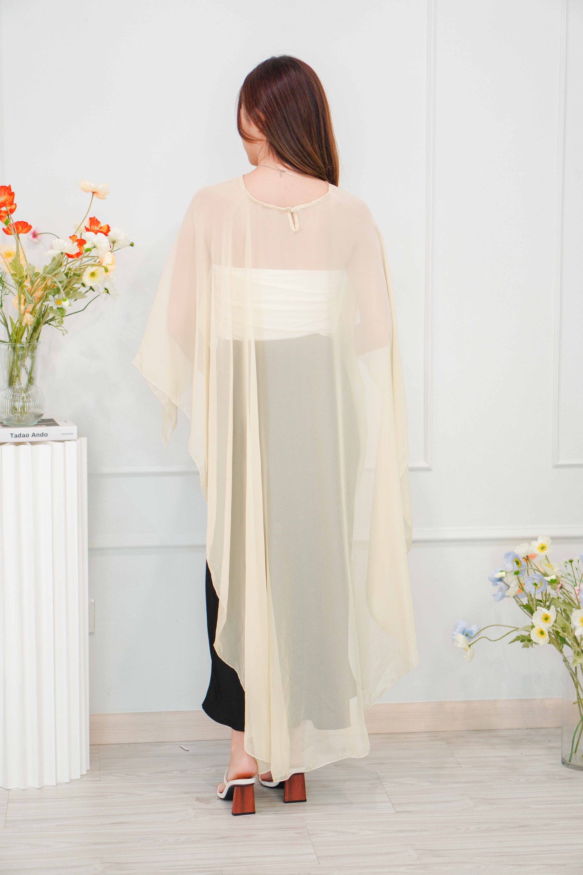 Sofira Flowy Kaftan Inspired Top in Light Yellow