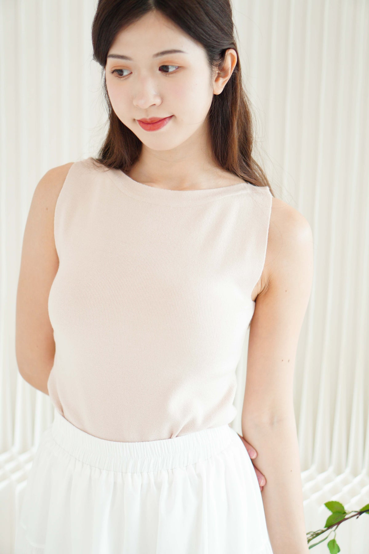 (BACKORDER) Einna Basic Knit High Neck Top in Beige