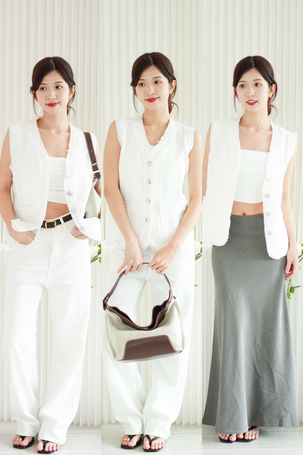 (BACKORDER) Nim Tweed Vest in White