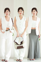 (BACKORDER) Nim Tweed Vest in White