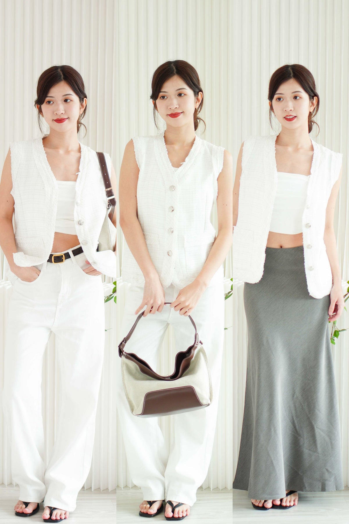 (BACKORDER) Nim Tweed Vest in White