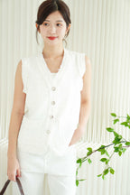 (BACKORDER) Nim Tweed Vest in White