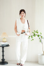 (BACKORDER) Nim Tweed Vest in White