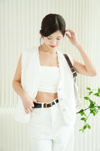 (BACKORDER) Nim Tweed Vest in White