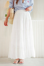 Soline Layered Maxi Skirt in White
