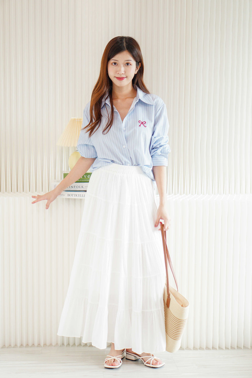 Soline Layered Maxi Skirt in White
