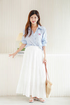 Soline Layered Maxi Skirt in White