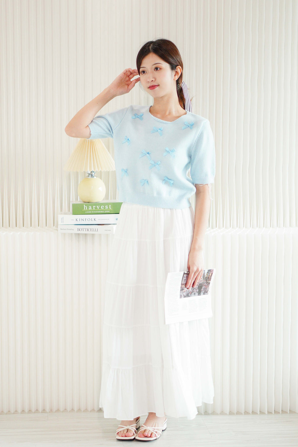 Soline Layered Maxi Skirt in White