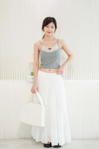 Soline Layered Maxi Skirt in White