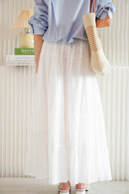 Soline Layered Maxi Skirt in White