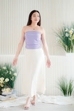 Liyara Side Ruched Tube Top in Purple