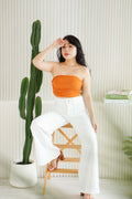 Lilo Ruched Tube Top in Brick Orange