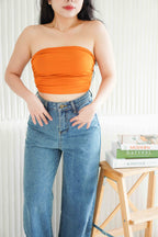 Lilo Ruched Tube Top in Brick Orange