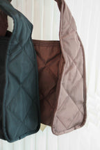 Large Puffy Tote Bag in Brown