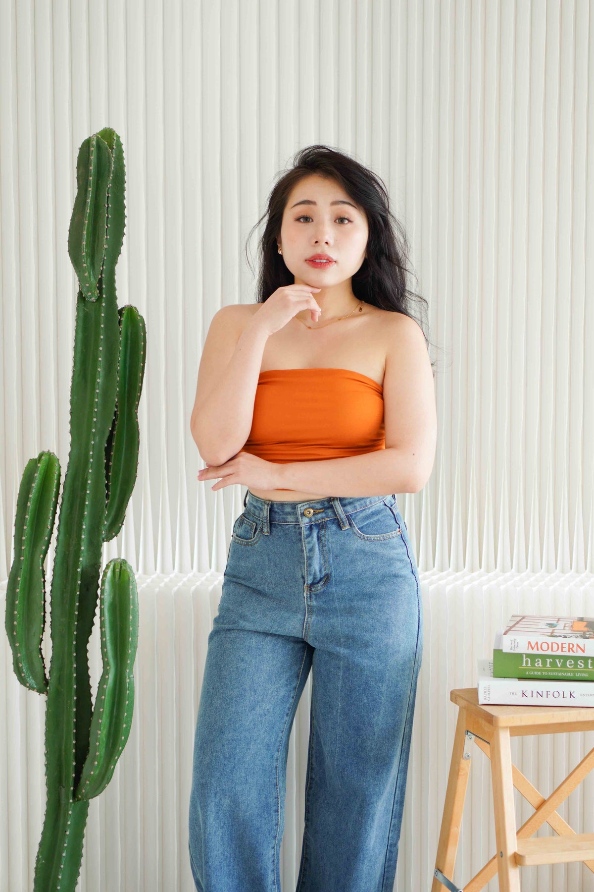 Lilo Ruched Tube Top in Brick Orange