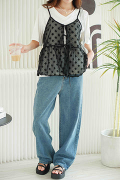 Hana Outer Ribbon Top in Black