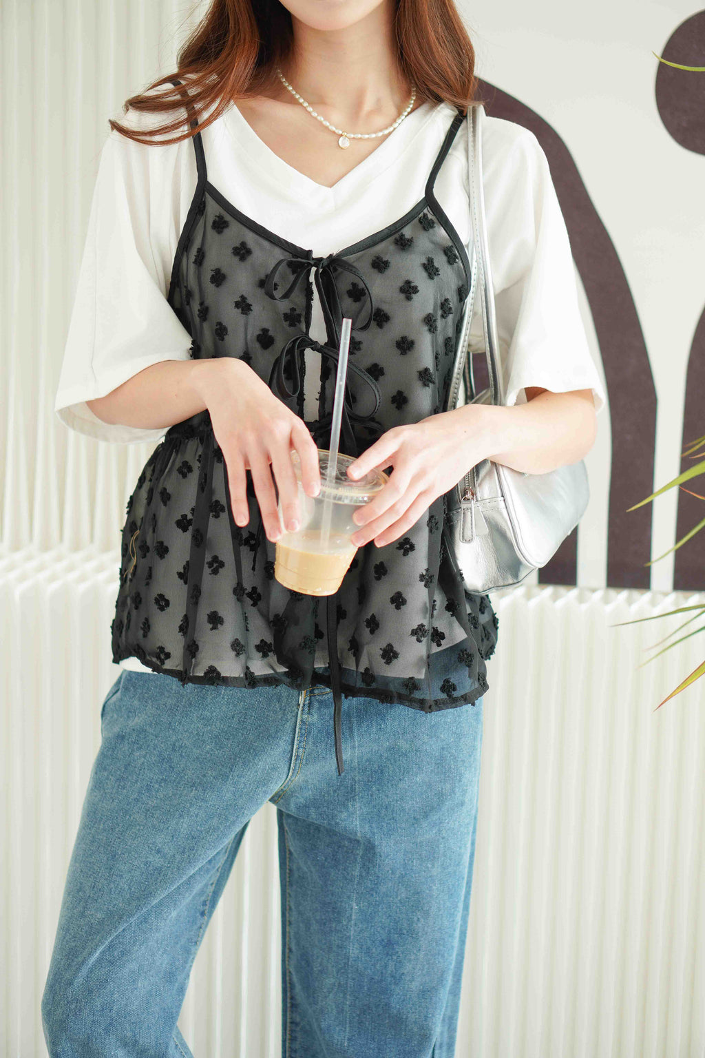 Hana Outer Ribbon Top in Black