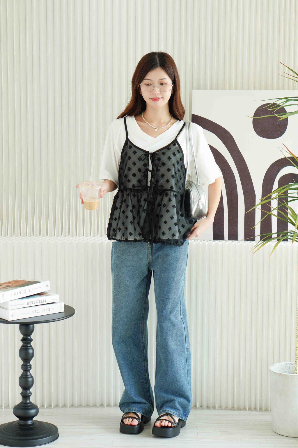Hana Outer Ribbon Top in Black
