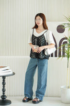 Hana Outer Ribbon Top in Black