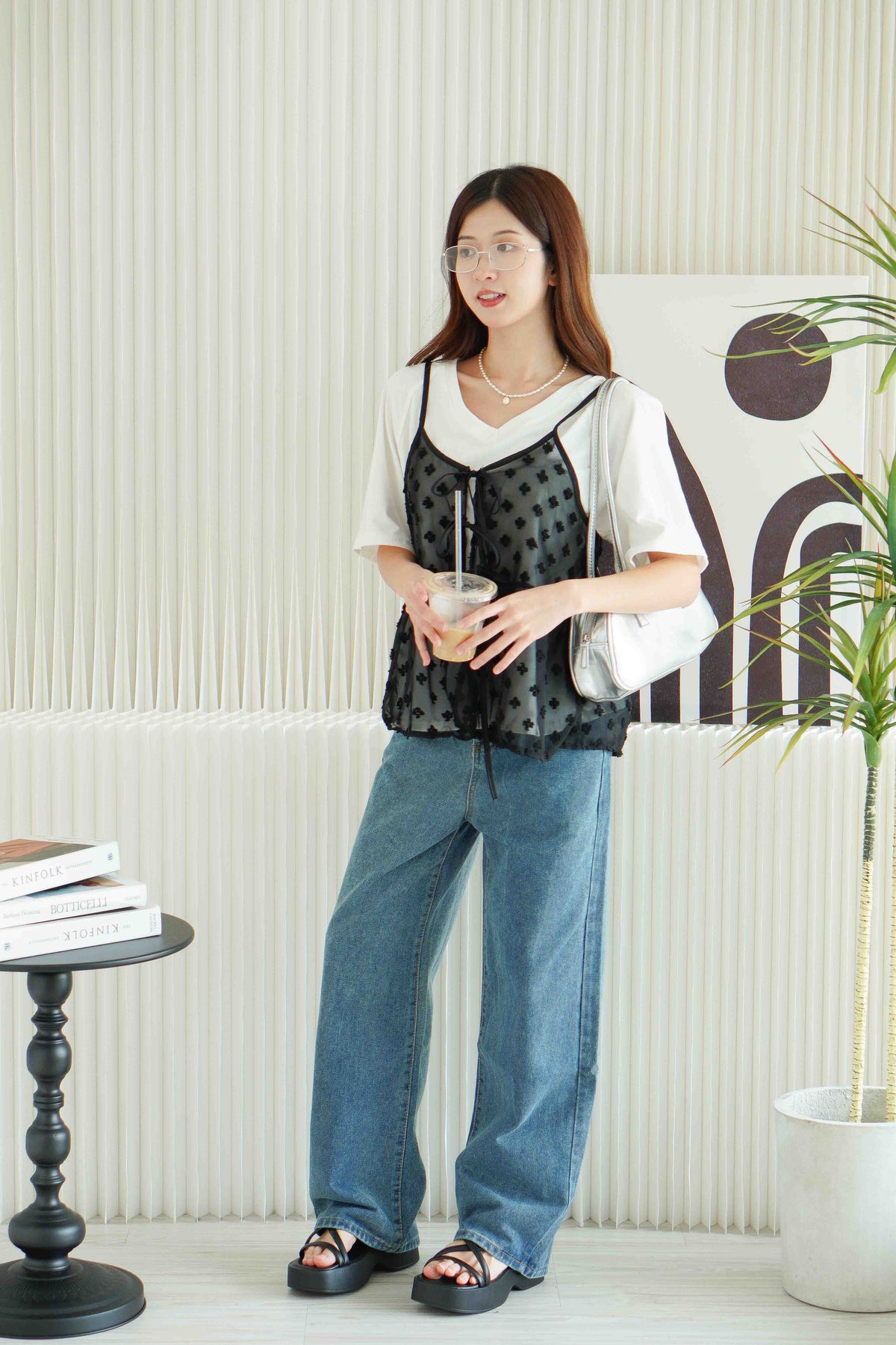 Hana Outer Ribbon Top in Black