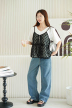 Hana Outer Ribbon Top in Black